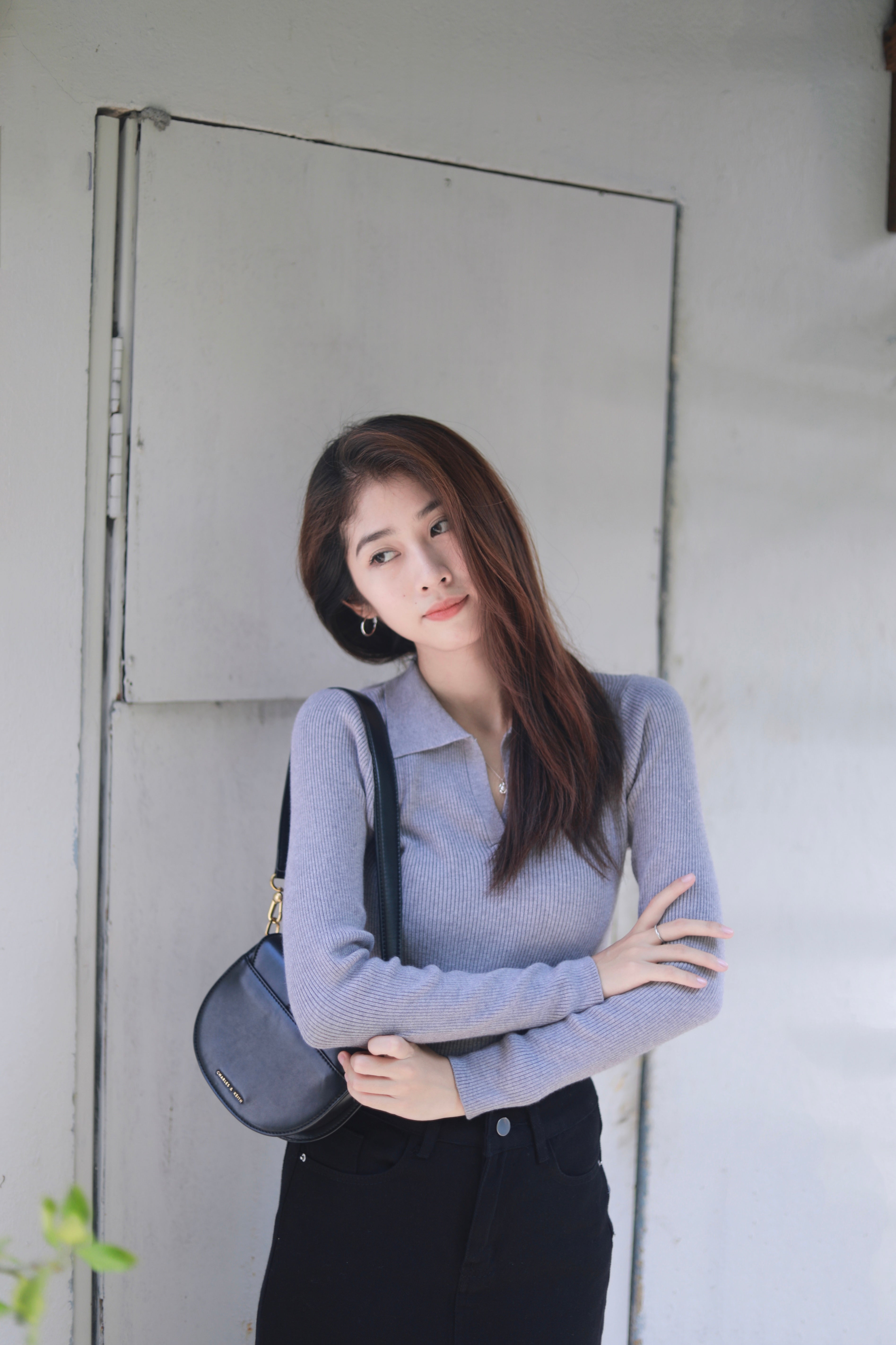 ZLLEE POLO KNIT TOP IN GREY