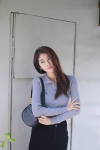 ZLLEE POLO KNIT TOP IN GREY