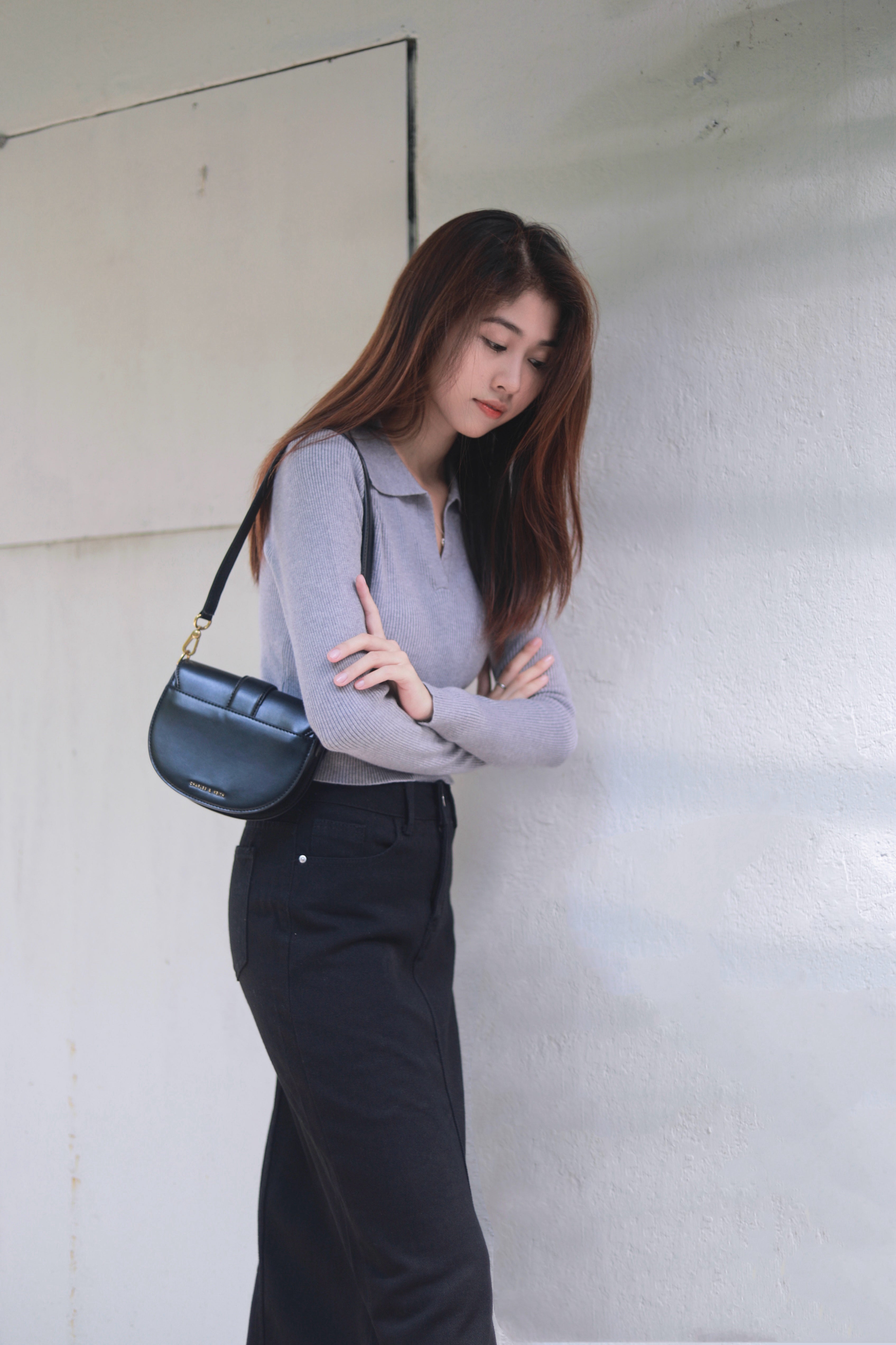 ZLLEE POLO KNIT TOP IN GREY