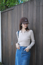 Load image into Gallery viewer, ZLLEE POLO KNIT TOP IN MOCHA
