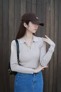 ZLLEE POLO KNIT TOP IN MOCHA