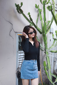 ZLLEE POLO KNIT TOP IN BLACK