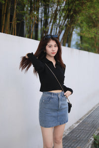 ZLLEE POLO KNIT TOP IN BLACK