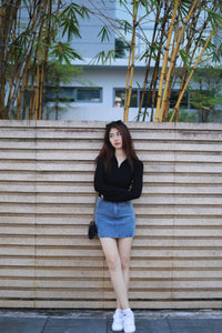 ZLLEE POLO KNIT TOP IN BLACK