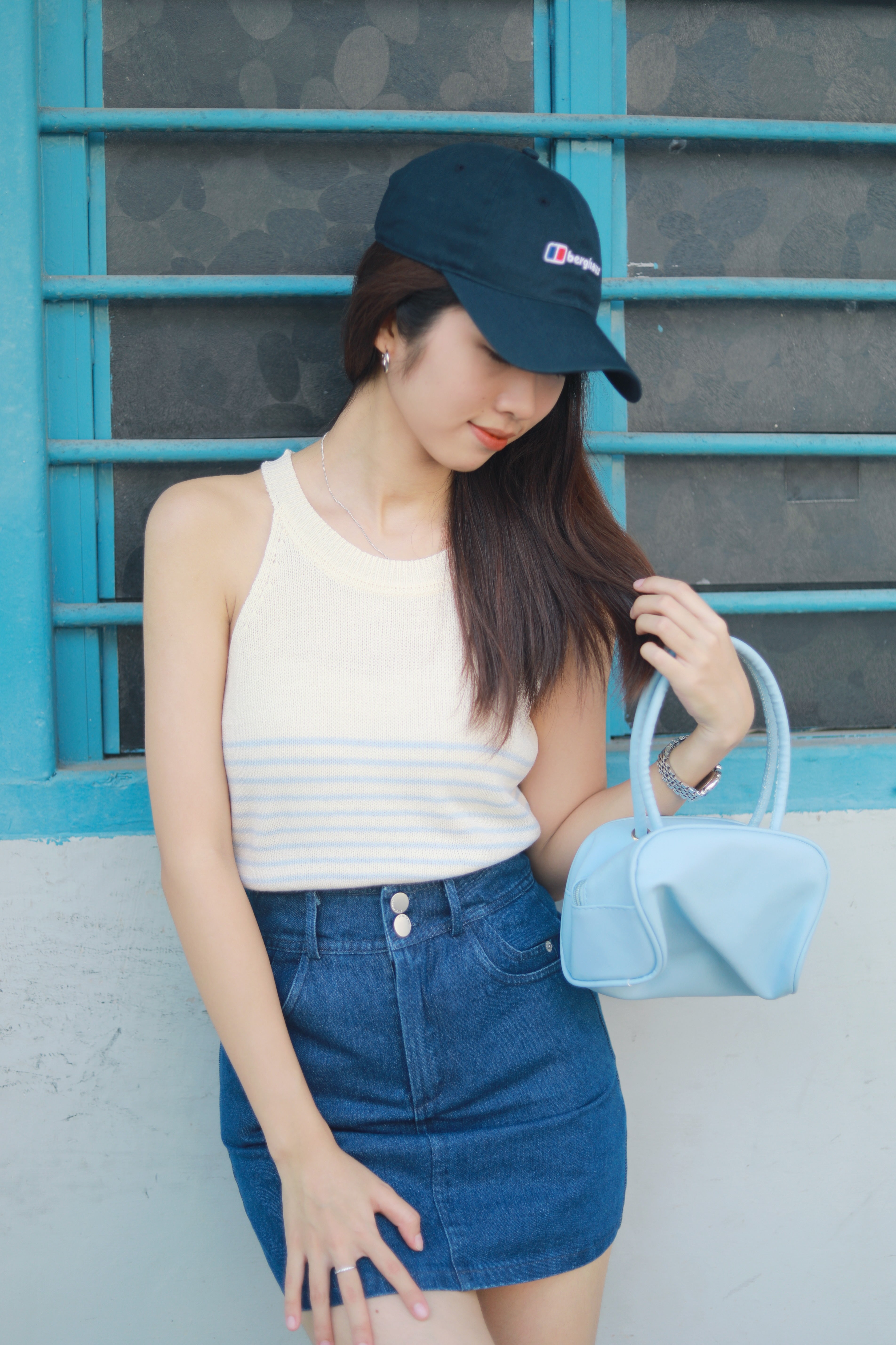 TINNA STRIPES KNIT SLEEVELESS TOP IN BLUE