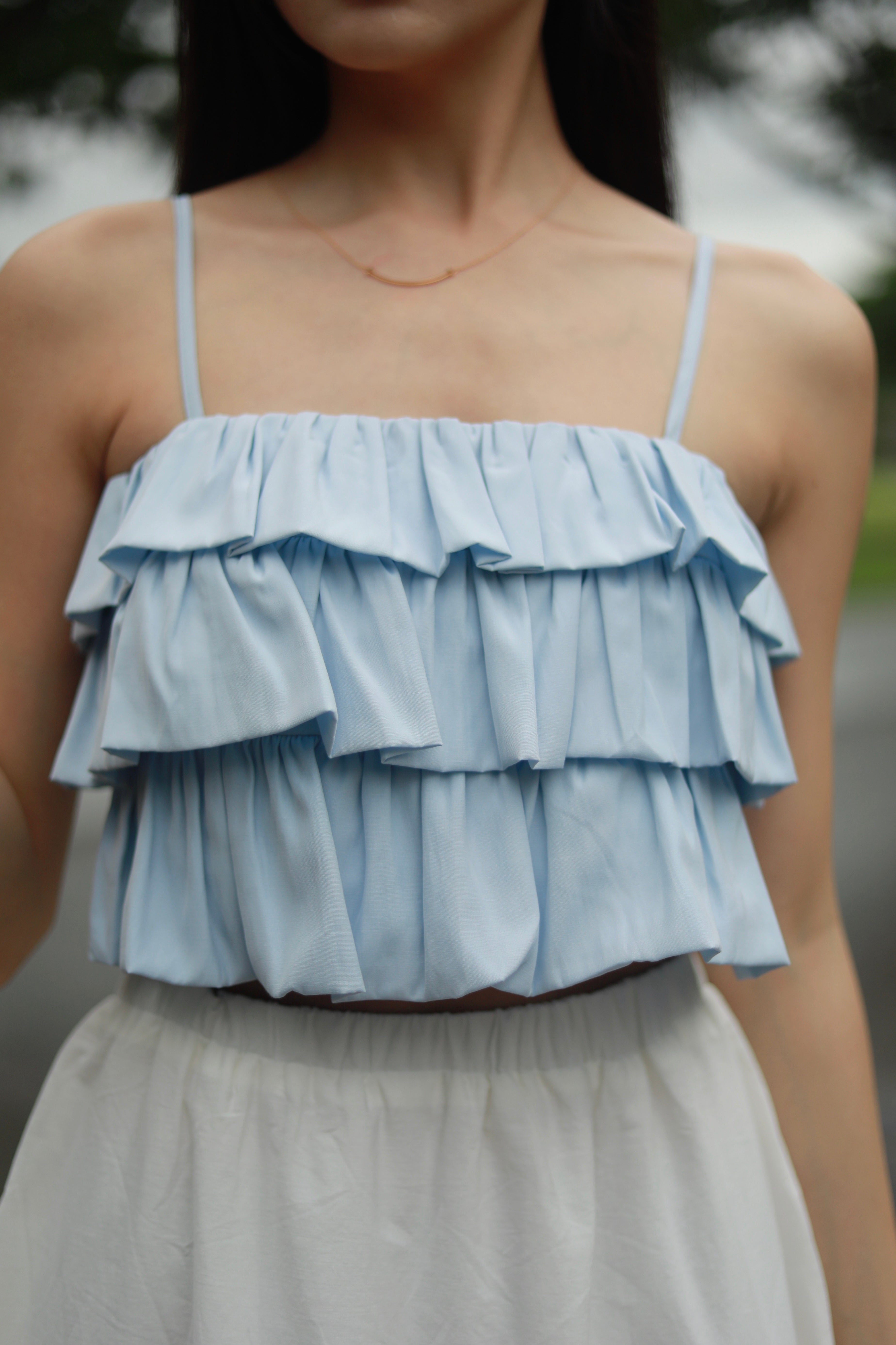 TILDA RUFFLE TOP IN BLUE