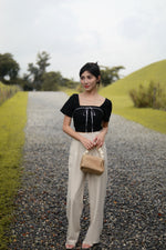 Load image into Gallery viewer, EMILIA LINEN TOP IN BLACK
