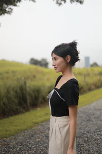 EMILIA LINEN TOP IN BLACK