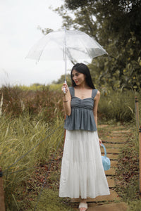 KIARA TEXTURED RUCHED SLEEVELESS TOP IN GREY