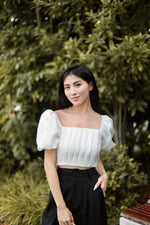 Load image into Gallery viewer, LEXIS TWEED PLEATED TOP IN WHITE
