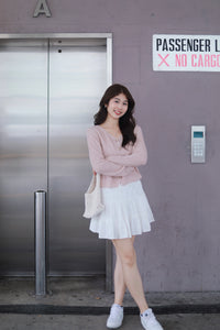 MANCY BUTTON KNIT CARDIGAN IN LIGHT PINK