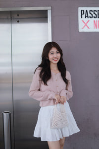 MANCY BUTTON KNIT CARDIGAN IN LIGHT PINK