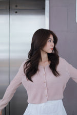 Load image into Gallery viewer, MANCY BUTTON KNIT CARDIGAN IN LIGHT PINK
