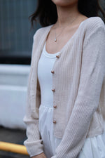 Load image into Gallery viewer, MANCY BUTTON KNIT CARDIGAN IN CREAM
