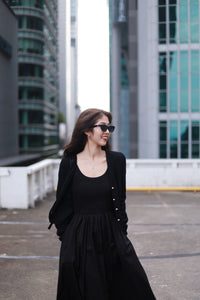 MANCY BUTTON KNIT CARDIGAN IN BLACK