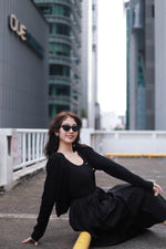 Load image into Gallery viewer, MANCY BUTTON KNIT CARDIGAN IN BLACK
