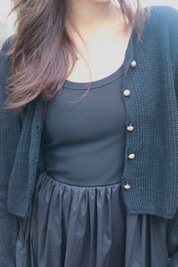 MANCY BUTTON KNIT CARDIGAN IN BLACK