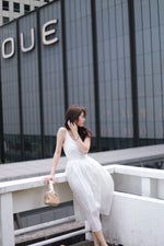 Load image into Gallery viewer, ALISA MIXED MATERIAL DRESS IN WHITE
