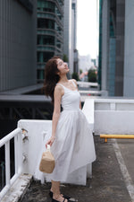 Load image into Gallery viewer, ALISA MIXED MATERIAL DRESS IN WHITE
