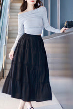 Load image into Gallery viewer, CHERIE TIERED FLARE RUFFLE MAXI SKIRT
