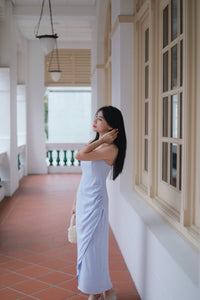 VERONIA RUCHED MAXI DRESS IN BABY BLUE