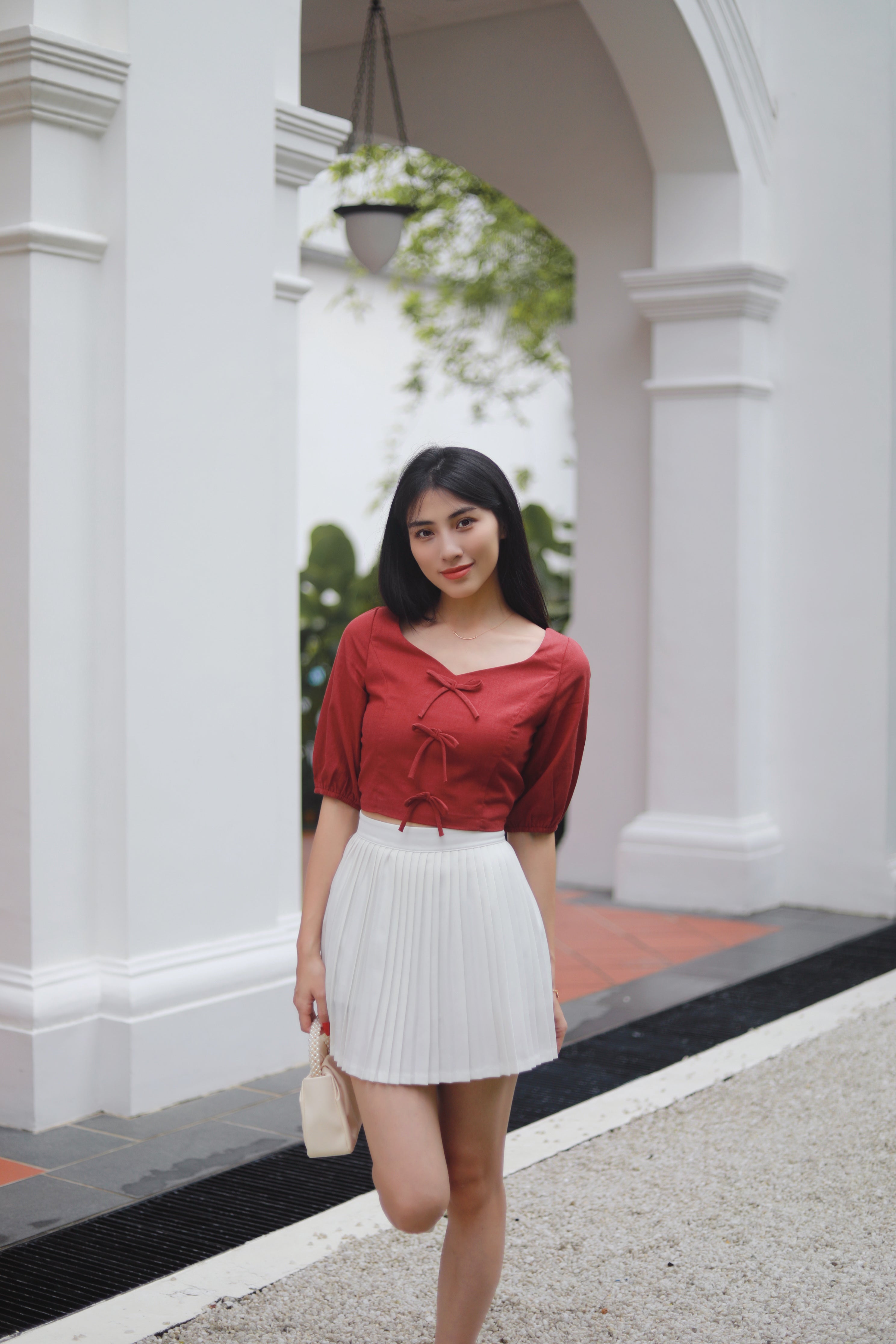 BELLA RIBBON CROP TOP IN RED