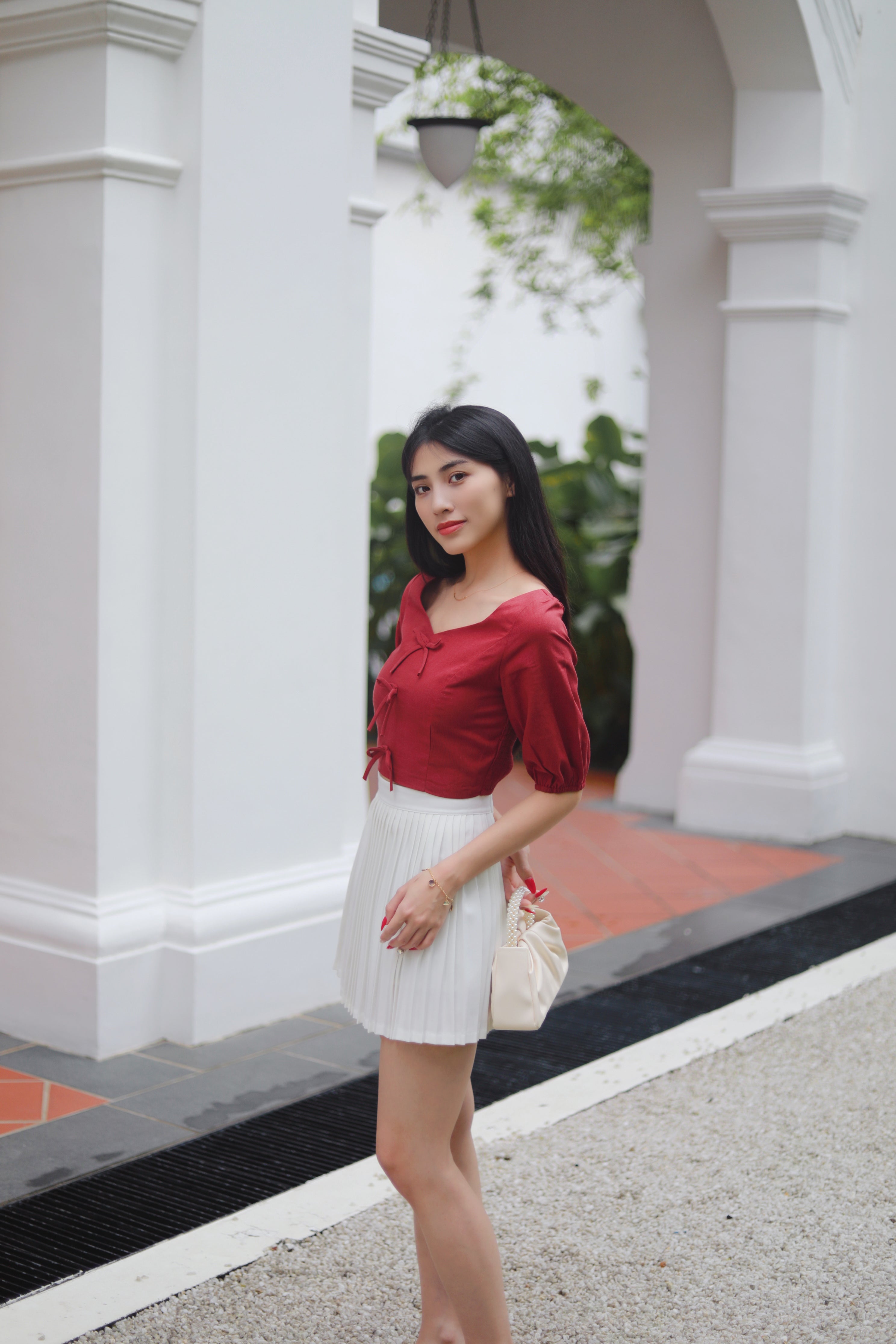 BELLA RIBBON CROP TOP IN RED