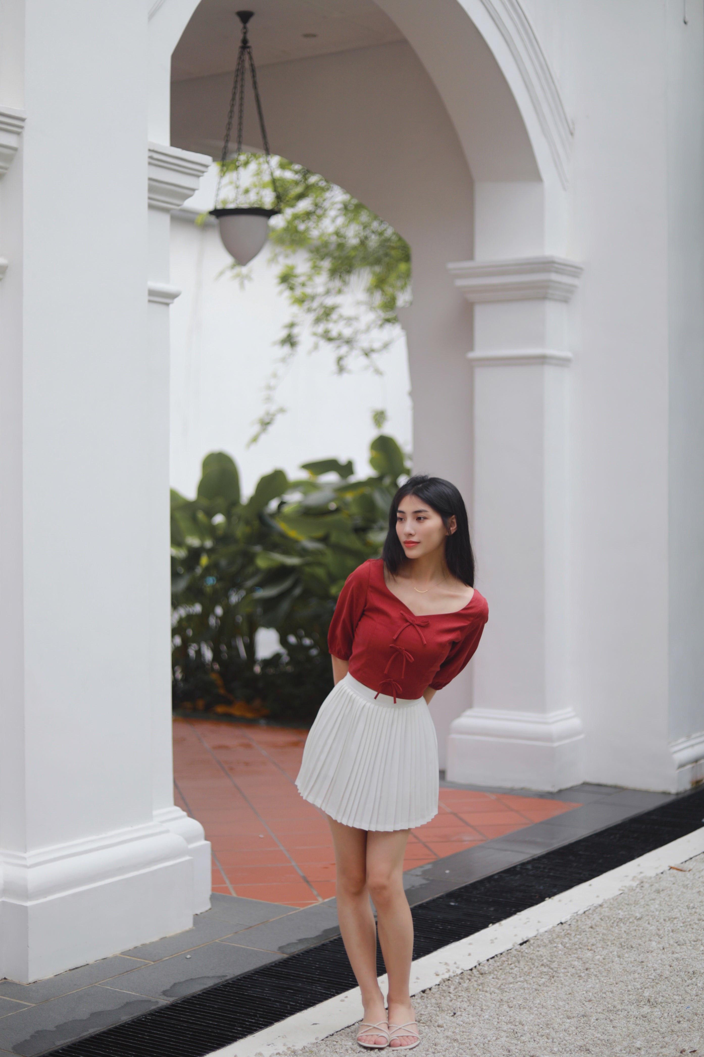 BELLA RIBBON CROP TOP IN RED