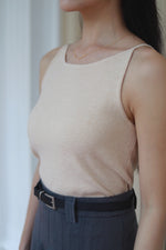 Load image into Gallery viewer, MILLE BOAT NECK KNIT SLEEVELESS TOP IN BEIGE
