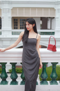 VERONIA RUCHED MAXI DRESS IN GREY