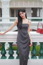 Load image into Gallery viewer, VERONIA RUCHED MAXI DRESS IN GREY
