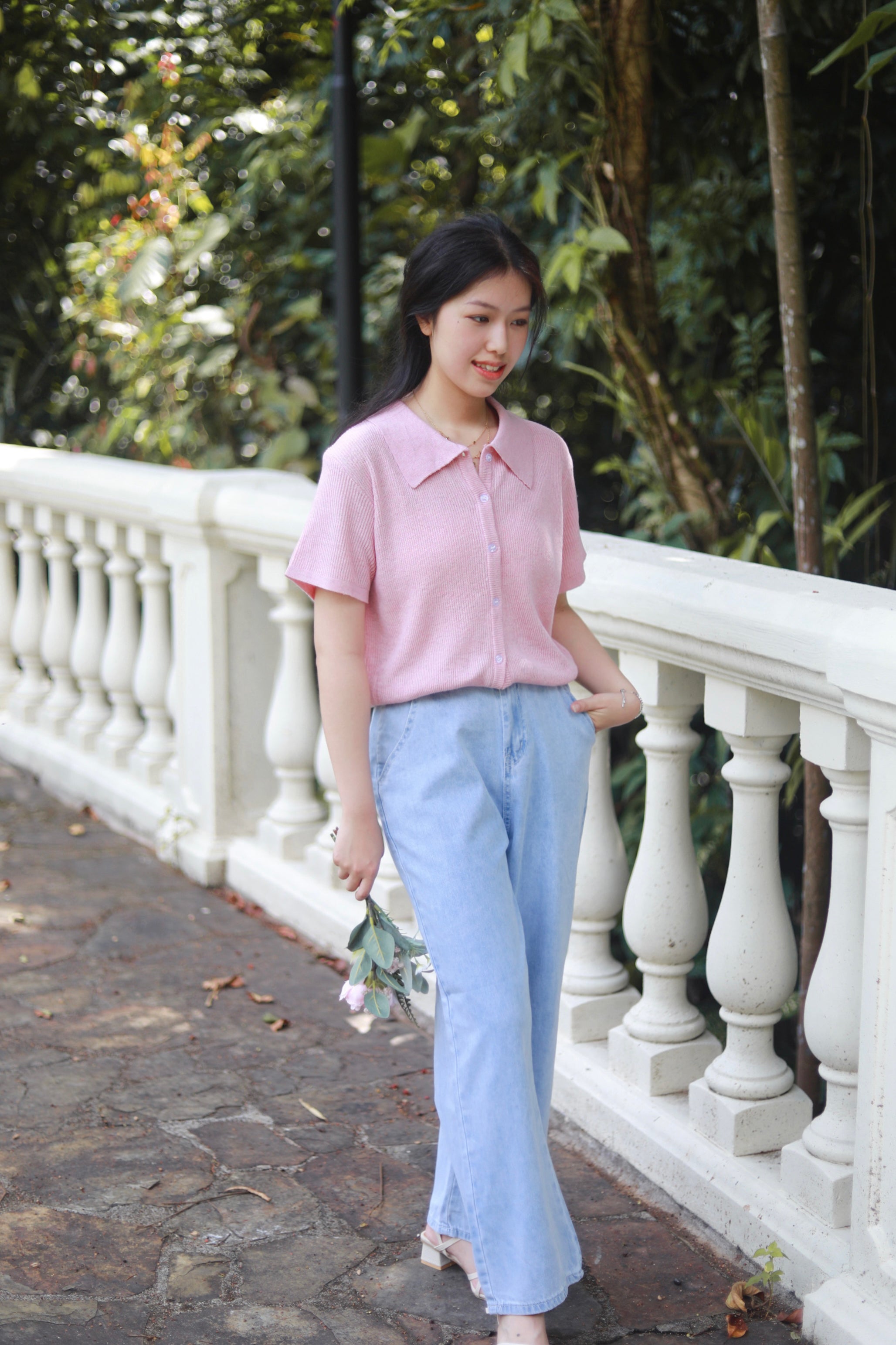 MALITTA POLO KNIT TOP IN PINK