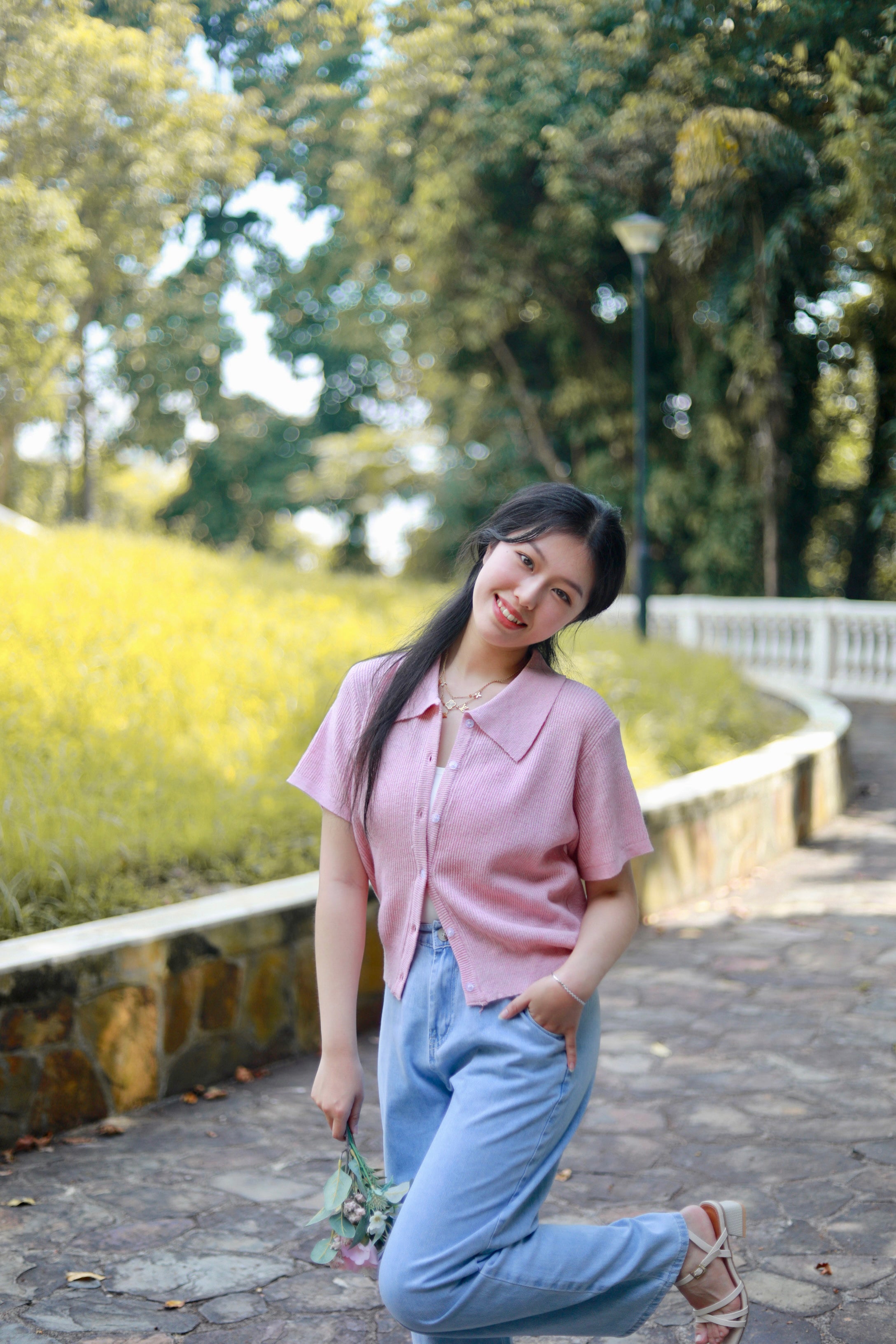 MALITTA POLO KNIT TOP IN PINK