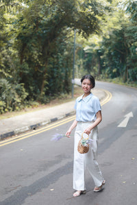 MALITTA POLO KNIT TOP IN BLUE