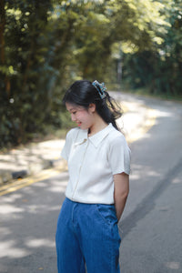 MALITTA POLO KNIT TOP IN WHITE