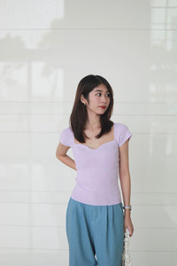 TRIVIA SWEETHEART KNIT TOP IN PURPLE