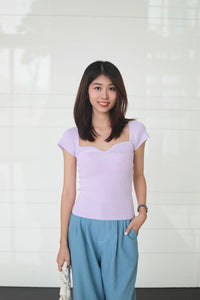 TRIVIA SWEETHEART KNIT TOP IN PURPLE