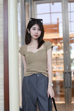 Load image into Gallery viewer, TRIVIA SWEETHEART KNIT TOP IN LATTE
