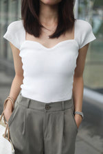 Load image into Gallery viewer, TRIVIA SWEETHEART KNIT TOP IN WHITE
