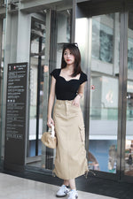 Load image into Gallery viewer, ADRAENA CARGO SKIRT IN KHAKI
