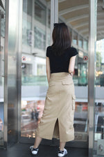 Load image into Gallery viewer, ADRAENA CARGO SKIRT IN KHAKI
