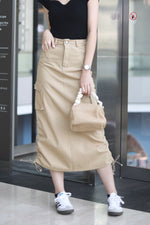 Load image into Gallery viewer, ADRAENA CARGO SKIRT IN KHAKI
