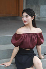 Load image into Gallery viewer, EIRA MESH CROP TOP IN WINE
