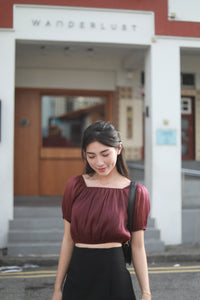 EIRA MESH CROP TOP IN WINE