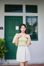 Load image into Gallery viewer, CHANTILLY SMOCKED EMBROIDERY PUFF SLEEVE TOP IN SAGE
