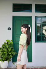 Load image into Gallery viewer, CHANTILLY SMOCKED EMBROIDERY PUFF SLEEVE TOP IN SAGE
