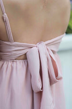 Load image into Gallery viewer, NELLE TEXTURED PADDED TIE - BACK DRESS IN PINK
