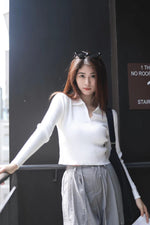 Load image into Gallery viewer, ZLLEE POLO KNIT TOP IN WHITE
