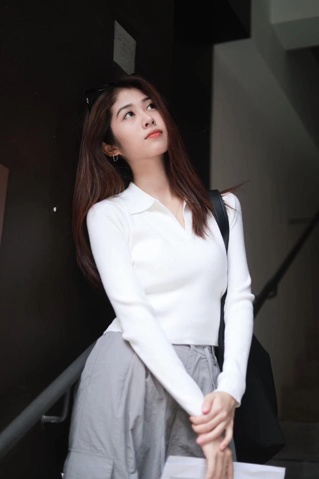 ZLLEE POLO KNIT TOP IN WHITE