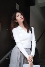 Load image into Gallery viewer, ZLLEE POLO KNIT TOP IN WHITE
